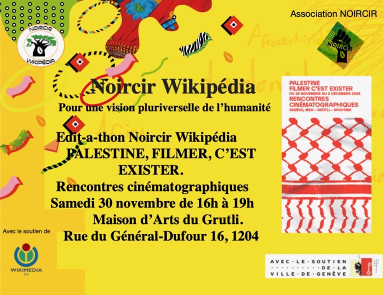 Atelier Noircir Wikipédia au Festival Palestine, filmer , c’est exister!